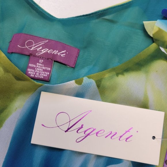 Argenti New York Green Blue Sleeveless Accordion Flare Dress - New - Picture 9 of 16